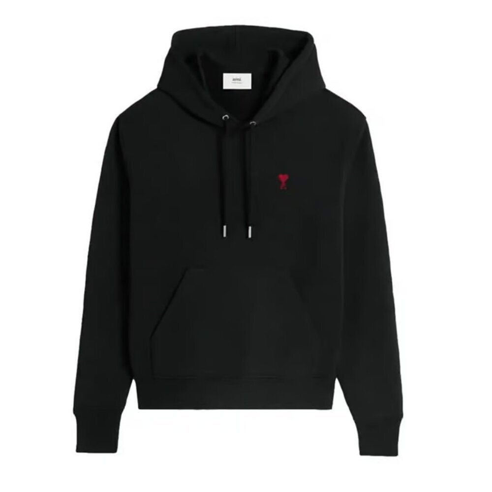 Ami Paris Ami De Coeur Hoodie Sweatshirt in Black Medium
